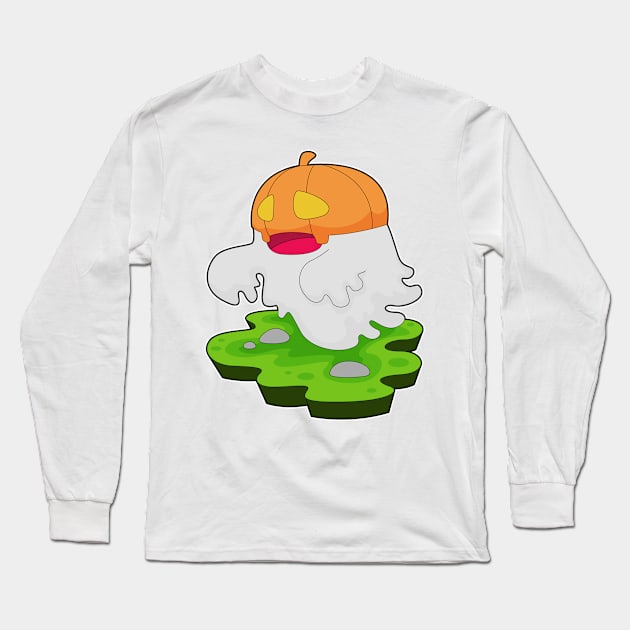 Ghost Halloween Pumpkin Long Sleeve T-Shirt by Markus Schnabel